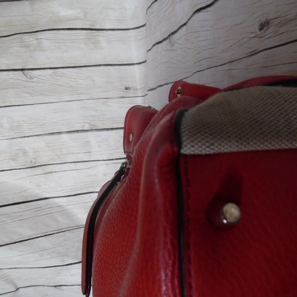 Burberry Medium Red Maidstone Check Calfskin Canvas Tote Crossbody Purse Bag - Picture 15 of 16
